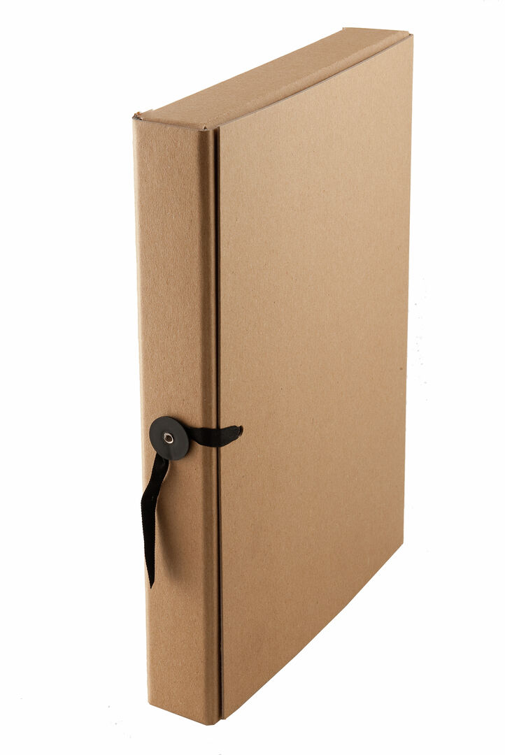 Lahjalaatikko / arkistokotelo A4 4cm nappi+nauha.