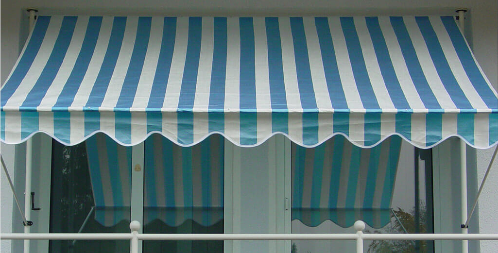 Markiisi 250 x 130cm sininen ja valkoinen