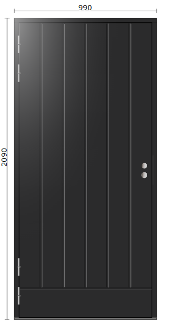 PNE-199, TALAS PYSTY 1.0, 10x21 (990x2090), Vänster, Svart