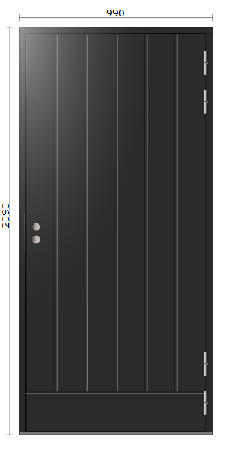 PNE-200, TALAS PYSTY 1.0, 10x21 (990x2090), Höger, Svart